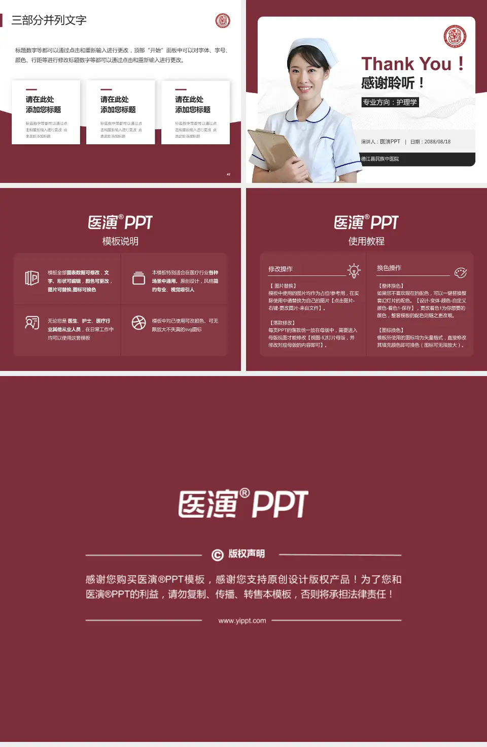 德江县民族中医院护理专业职业生涯规划PPT模板4:3格式幻灯片预览图6