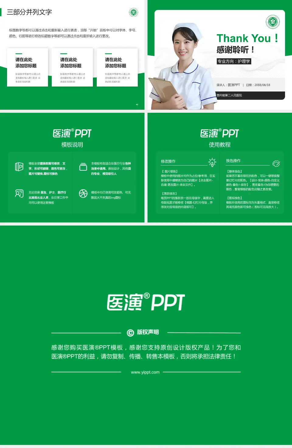 贵州省第二人民医院护理专业职业生涯规划PPT模板4:3格式幻灯片预览图6