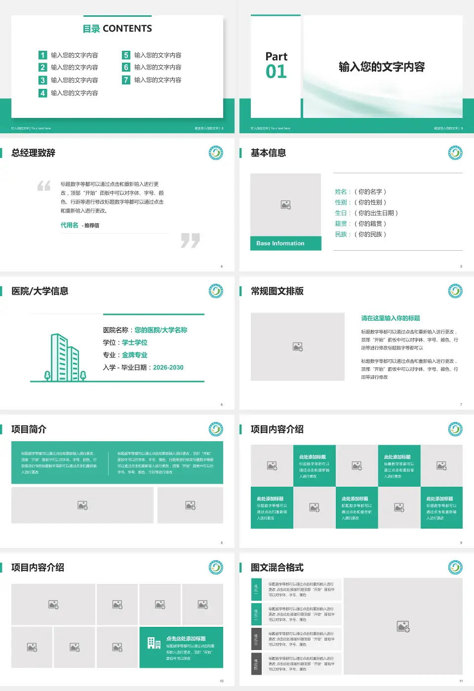 崇左市人民医院个人求职应聘简历PPT模板16:9格式幻灯片预览图2