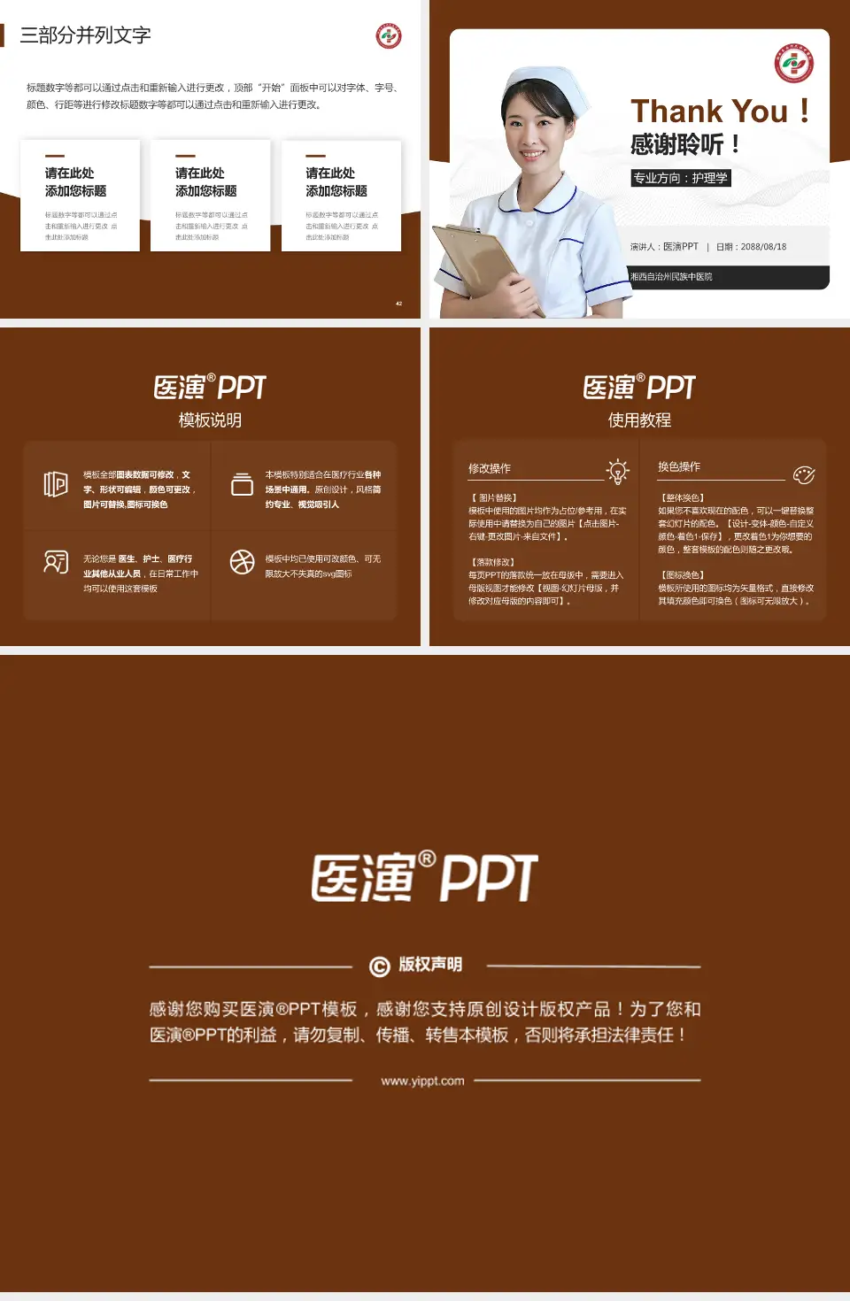 湘西自治州民族中医院护理专业职业生涯规划PPT模板4:3格式幻灯片预览图6