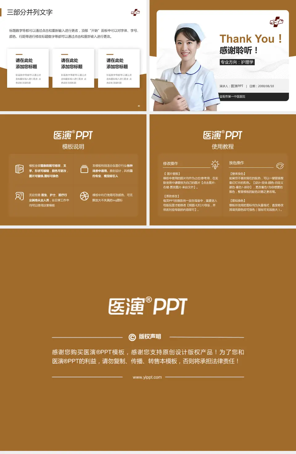 益阳市第一中医医院护理专业职业生涯规划PPT模板4:3格式幻灯片预览图6