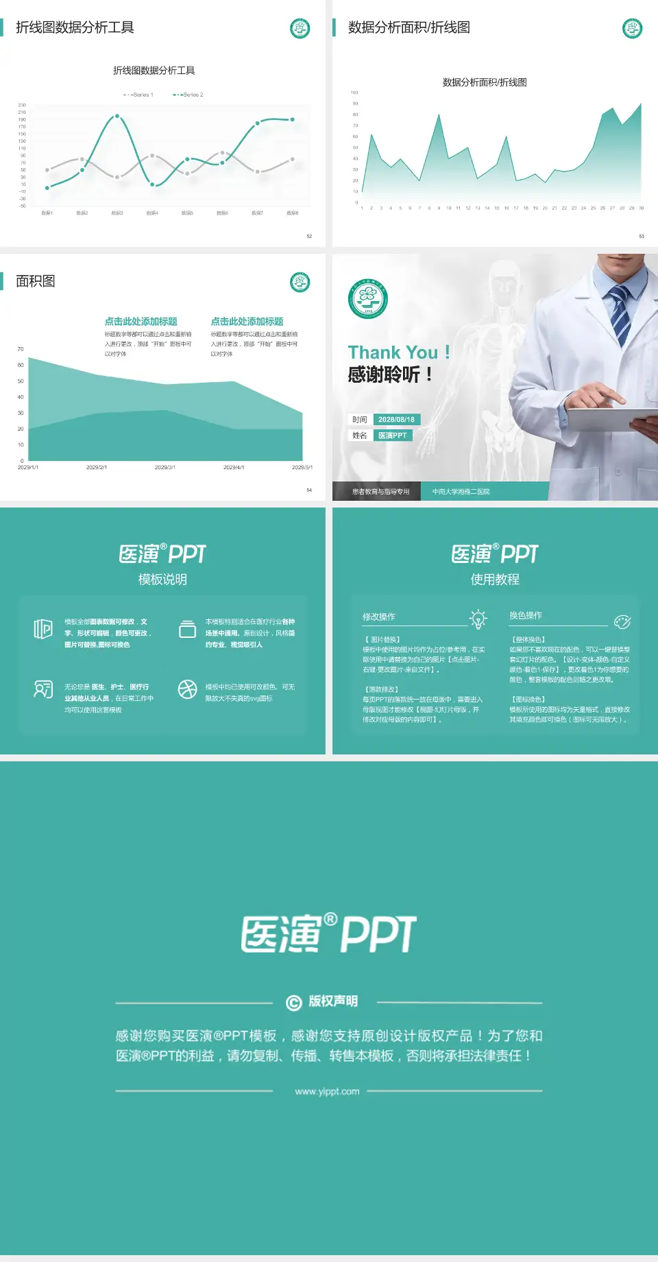 中南大学湘雅二医院患者教育与指导PPT模板4:3格式幻灯片预览图7