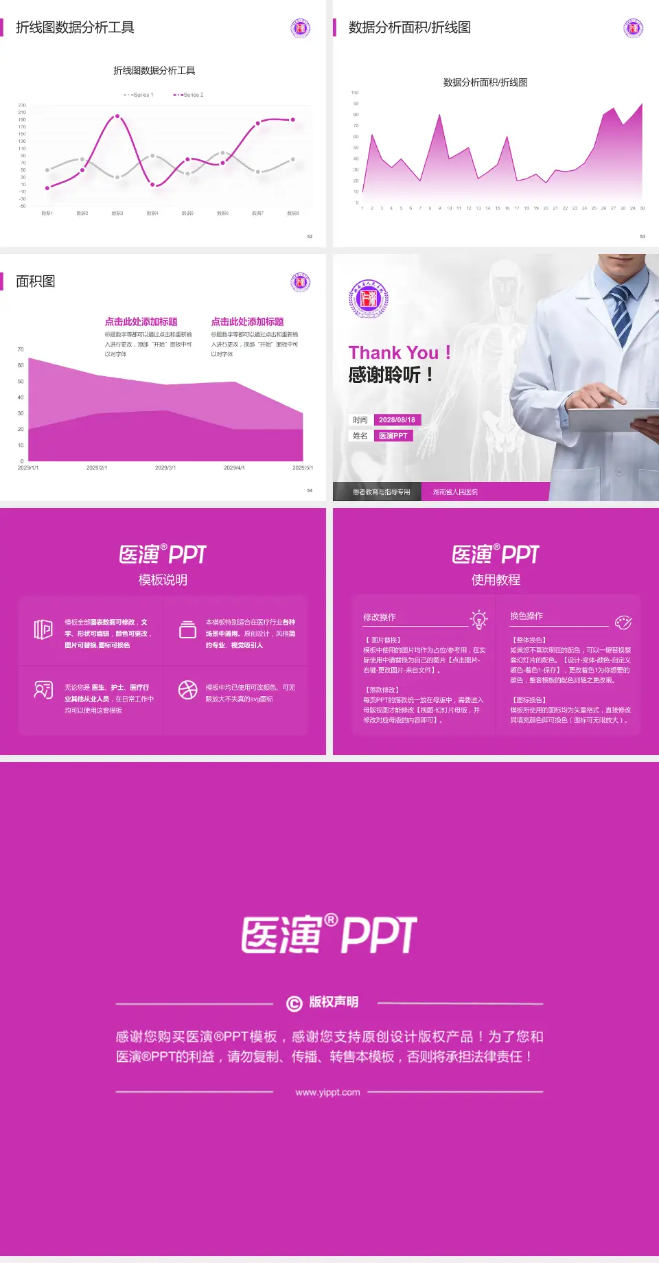 湖南省人民医院患者教育与指导PPT模板4:3格式幻灯片预览图7