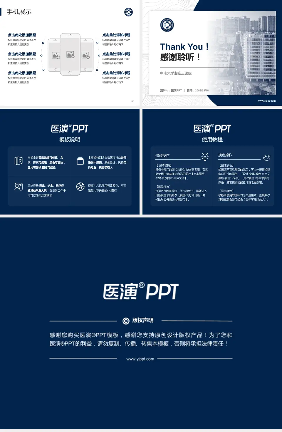 中南大学湘雅三医院医院管理报告PPT模板4:3格式幻灯片预览图7