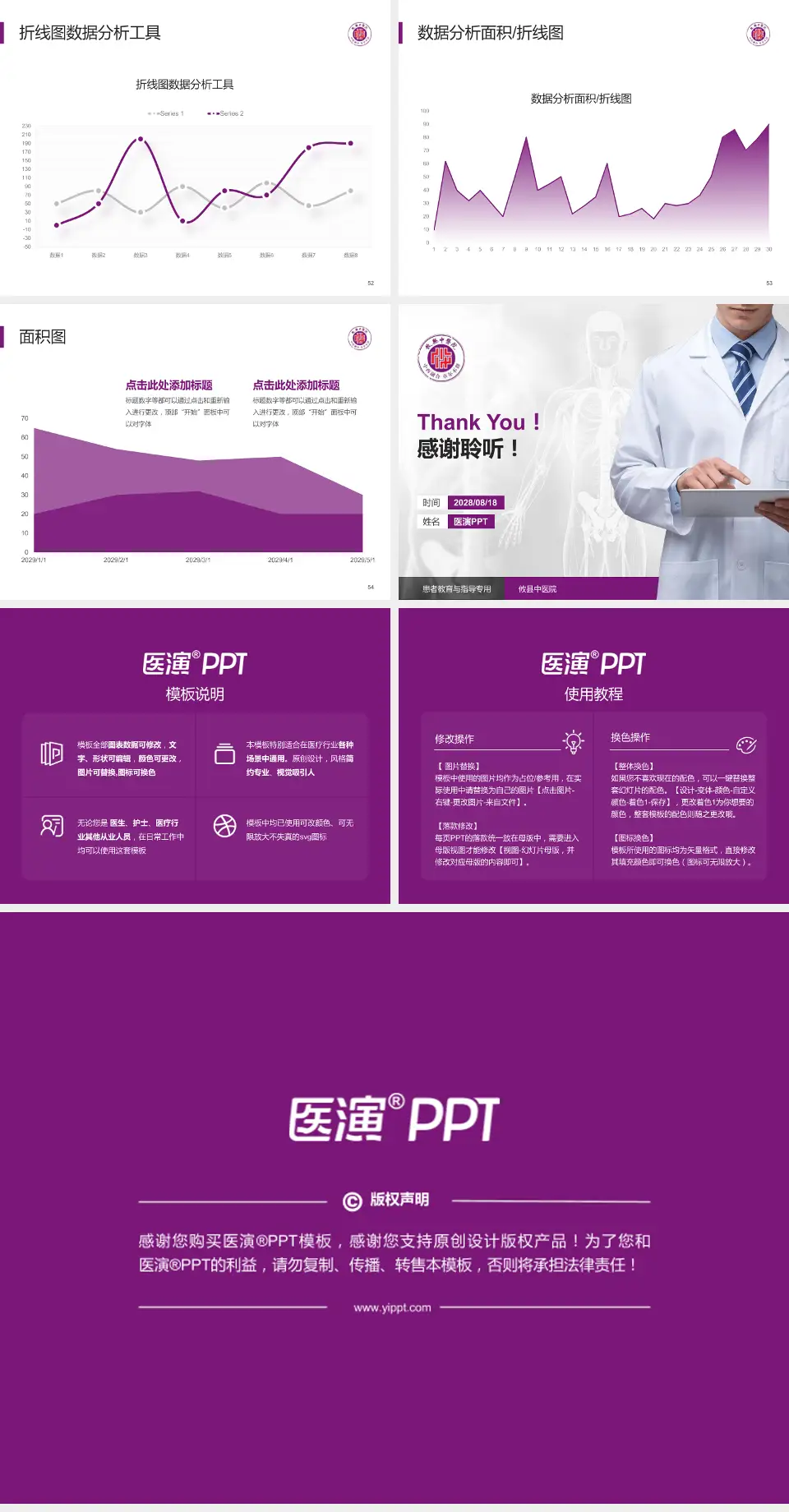 攸县中医院患者教育与指导PPT模板4:3格式幻灯片预览图7