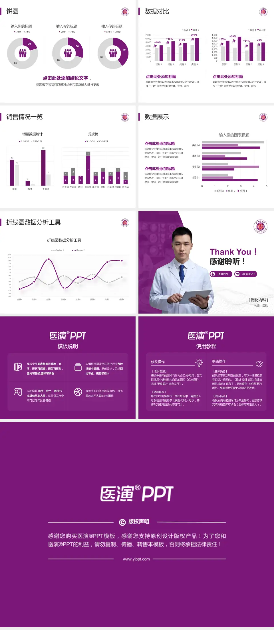 攸县中医院病例分享与讨论PPT模板4:3格式幻灯片预览图4