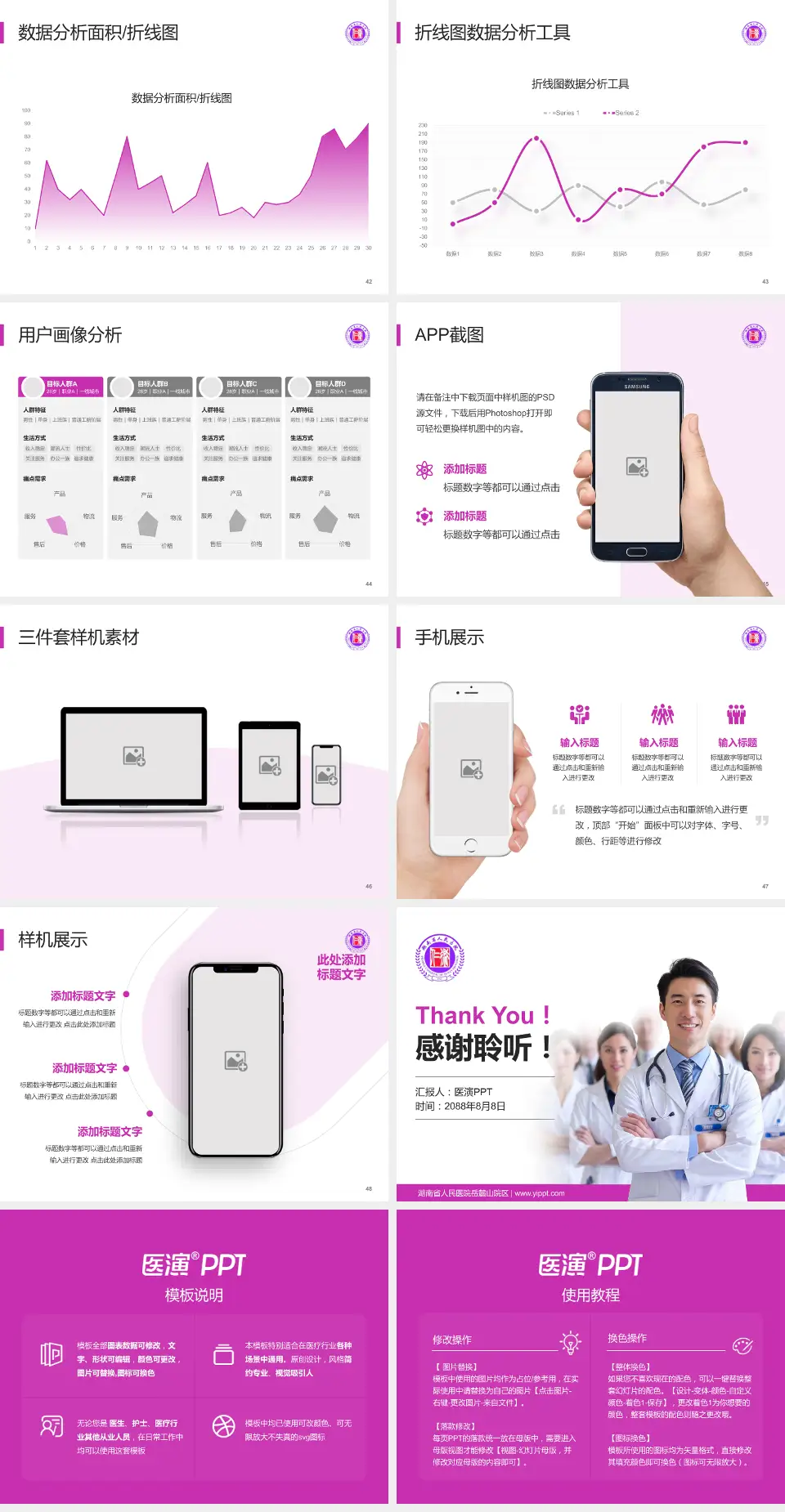 湖南省人民医院岳麓山院区科室介绍与推广PPT模板4:3格式幻灯片预览图6