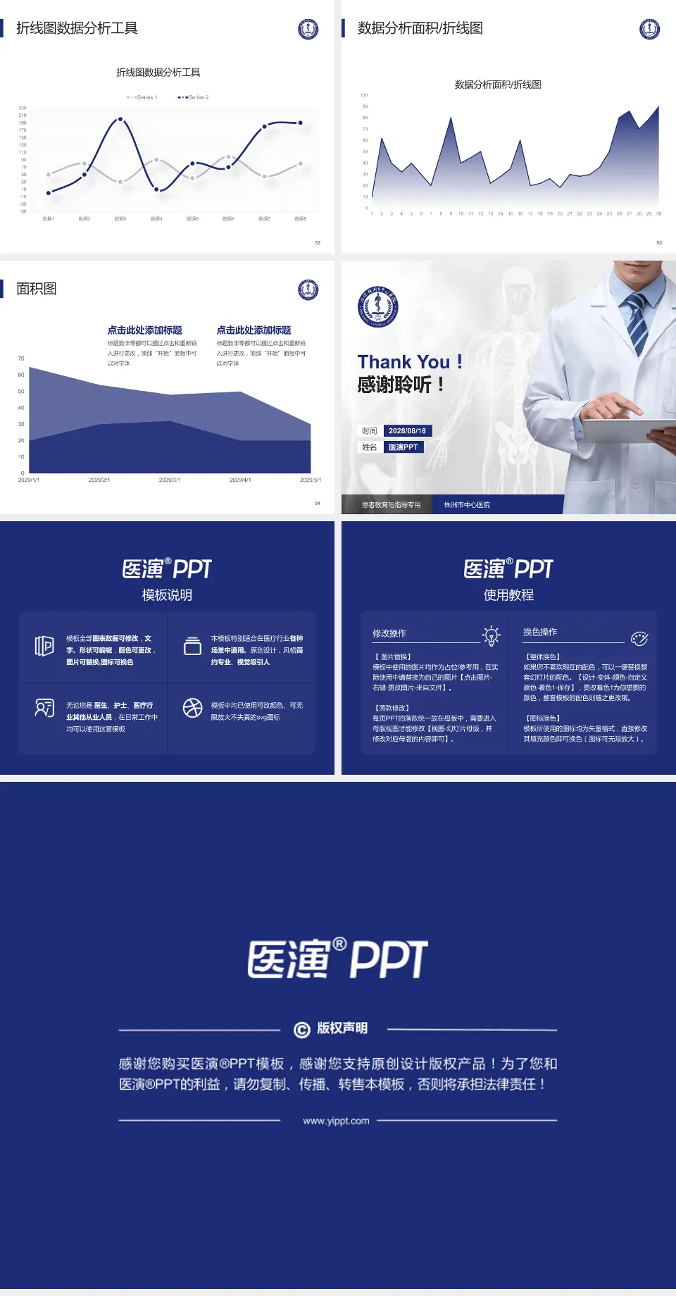 株洲市中心医院患者教育与指导PPT模板4:3格式幻灯片预览图7