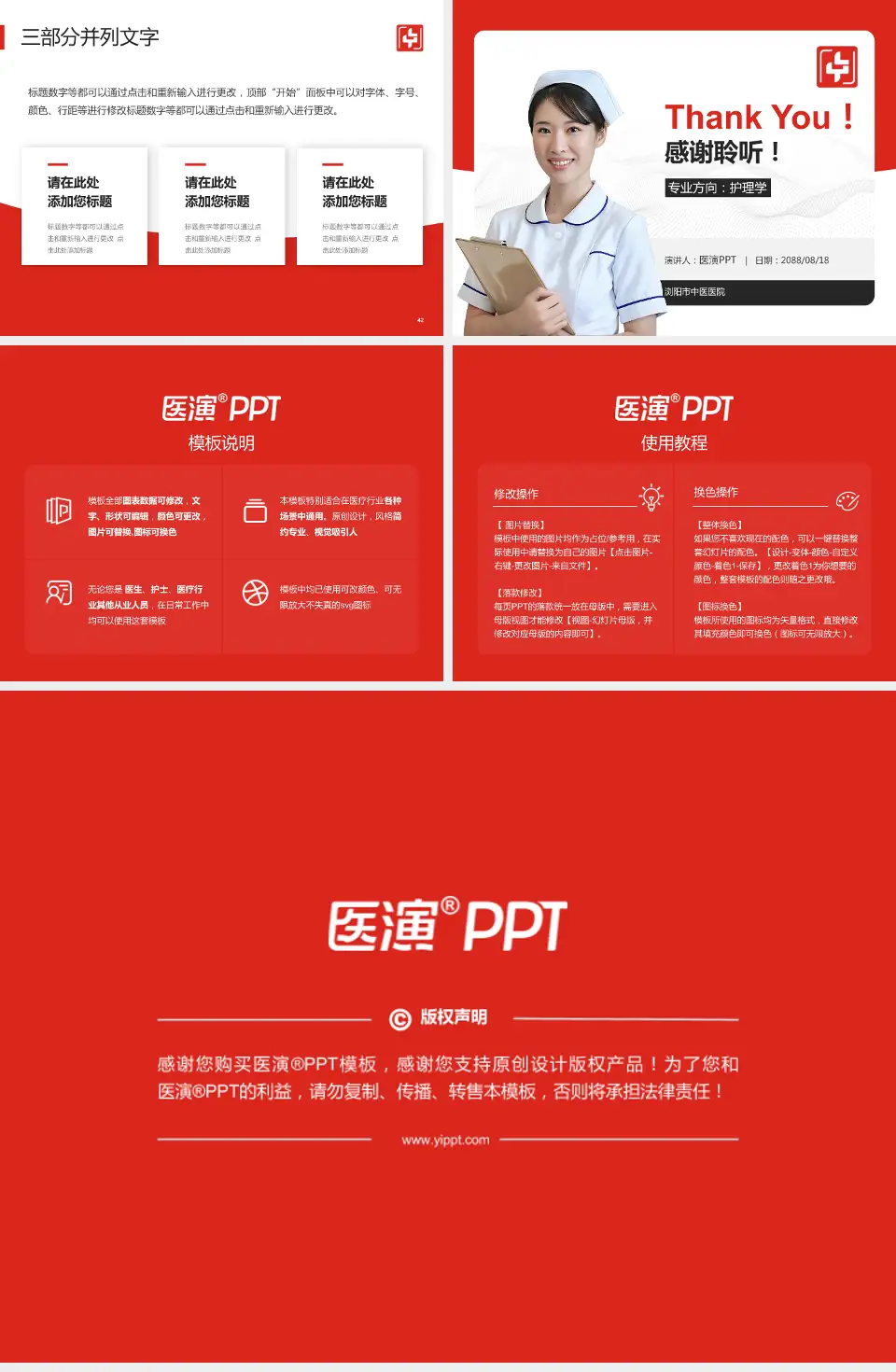 浏阳市中医医院护理专业职业生涯规划PPT模板4:3格式幻灯片预览图6