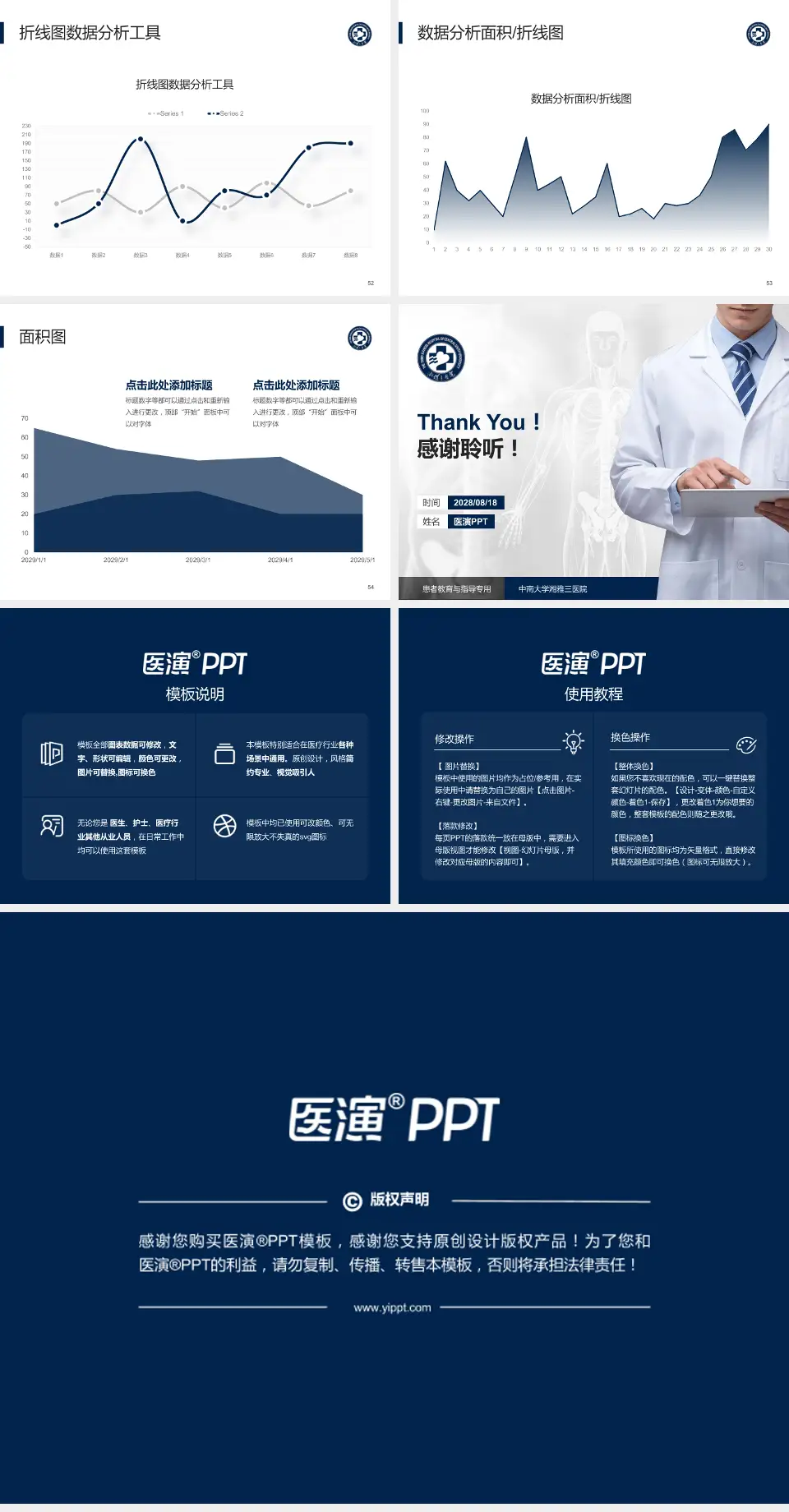 中南大学湘雅三医院患者教育与指导PPT模板4:3格式幻灯片预览图7