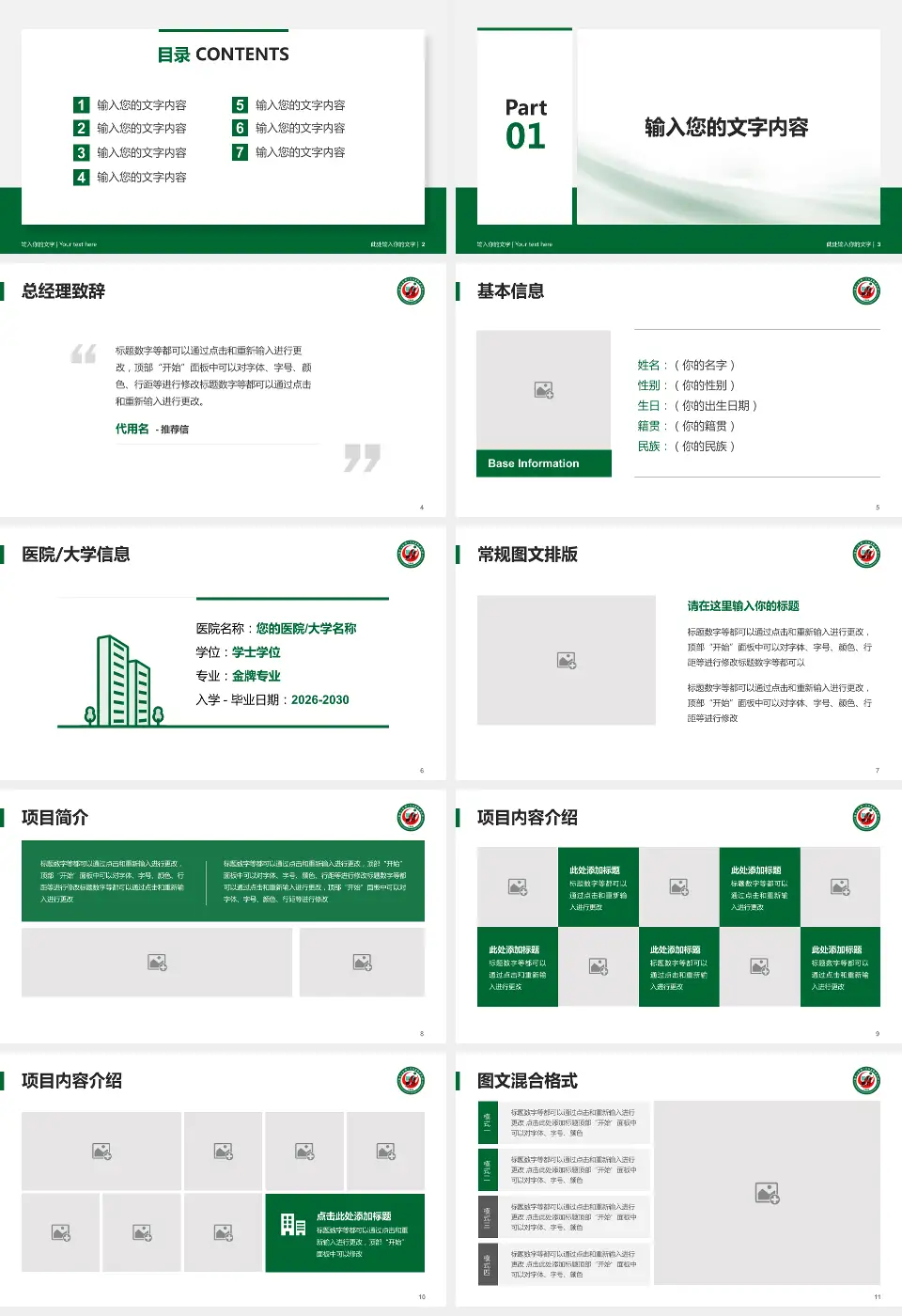 牡丹江医学院红旗医院个人求职应聘简历PPT模板16:9格式幻灯片预览图2