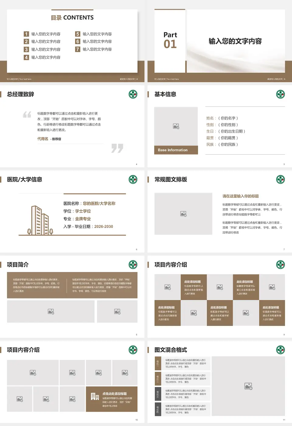 黑龙江省康复医院个人求职应聘简历PPT模板16:9格式幻灯片预览图2