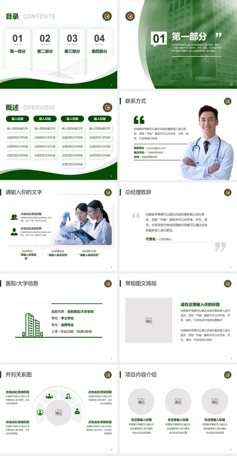 黑龙江省医院会议与研讨会PPT模板4:3格式幻灯片预览图2