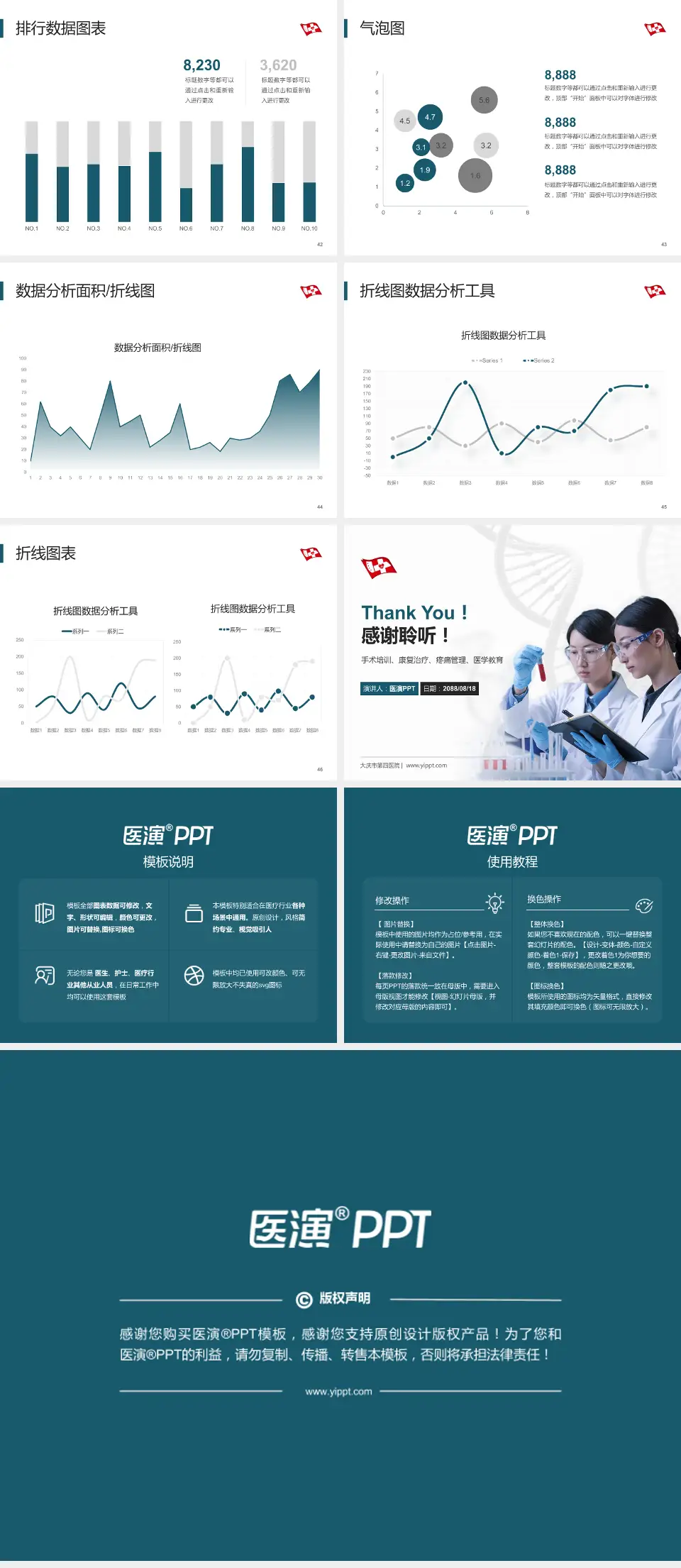 大庆市第四医院科研成果展示PPT模板4:3格式幻灯片预览图6