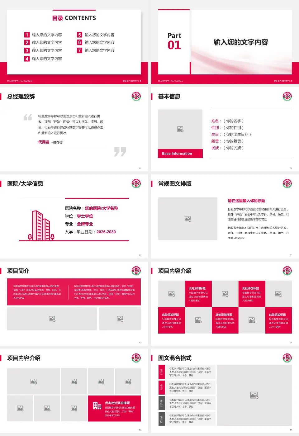 伊春市中心医院个人求职应聘简历PPT模板16:9格式幻灯片预览图2