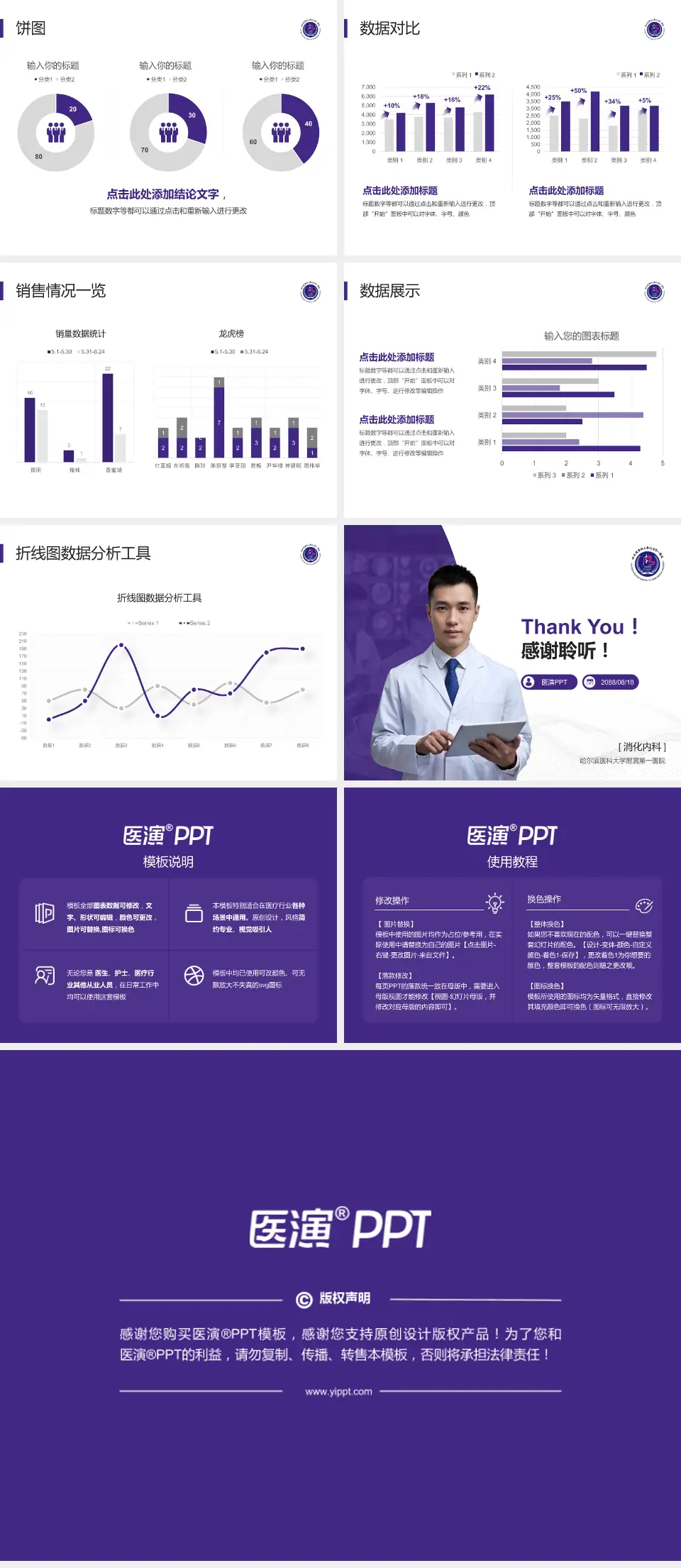 哈尔滨医科大学附属第一医院病例分享与讨论PPT模板4:3格式幻灯片预览图4