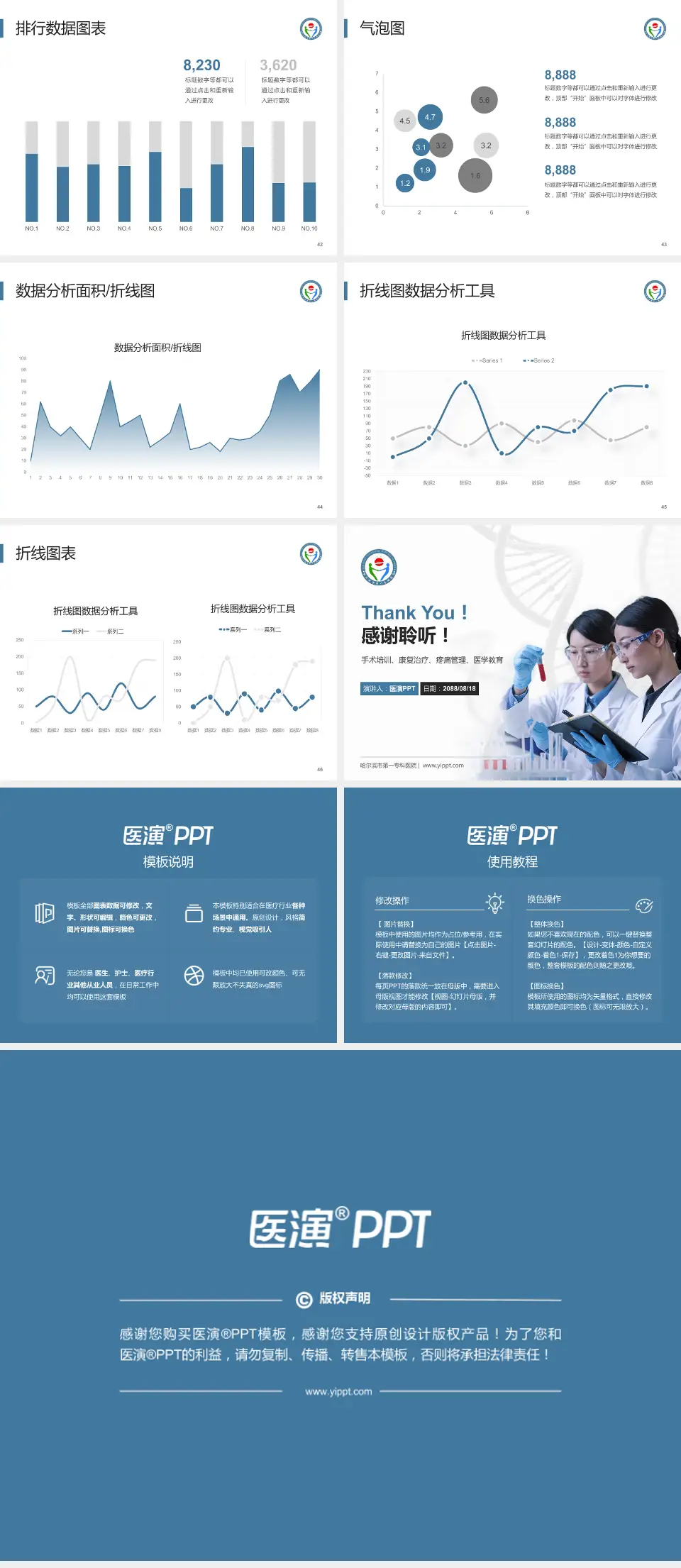哈尔滨市第一专科医院科研成果展示PPT模板4:3格式幻灯片预览图6