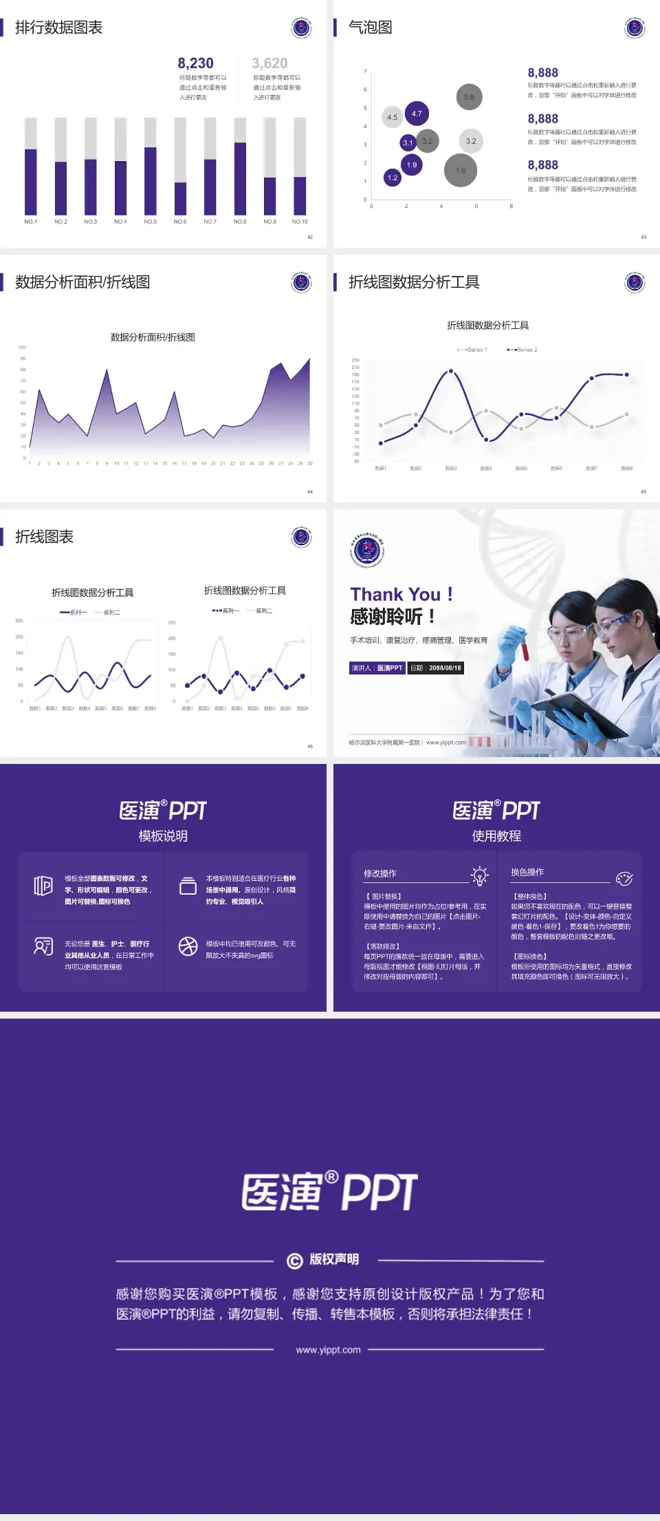 哈尔滨医科大学附属第一医院科研成果展示PPT模板4:3格式幻灯片预览图6