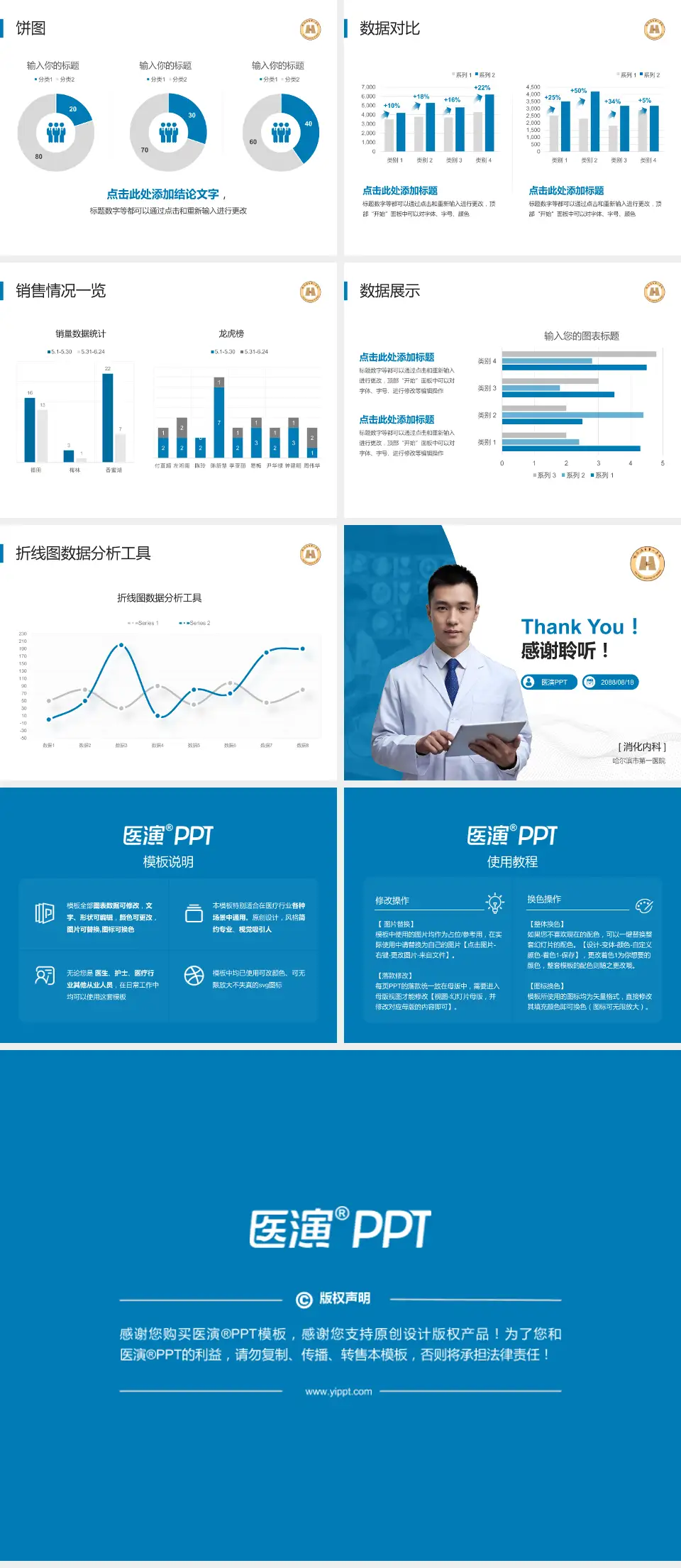 哈尔滨市第一医院病例分享与讨论PPT模板4:3格式幻灯片预览图4