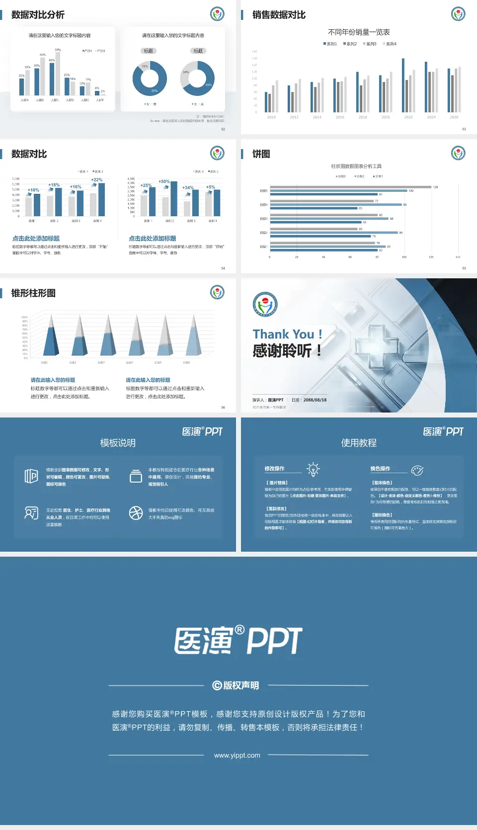 哈尔滨市第一专科医院医疗行业比赛专用PPT模板16:9格式幻灯片预览图7