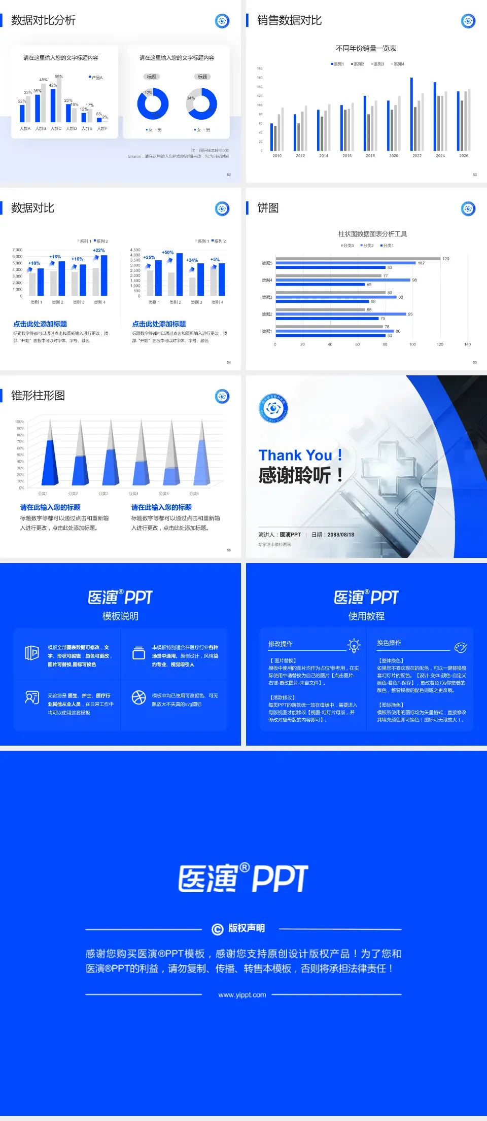 哈尔滨市眼科医院医疗行业比赛专用PPT模板4:3格式幻灯片预览图7