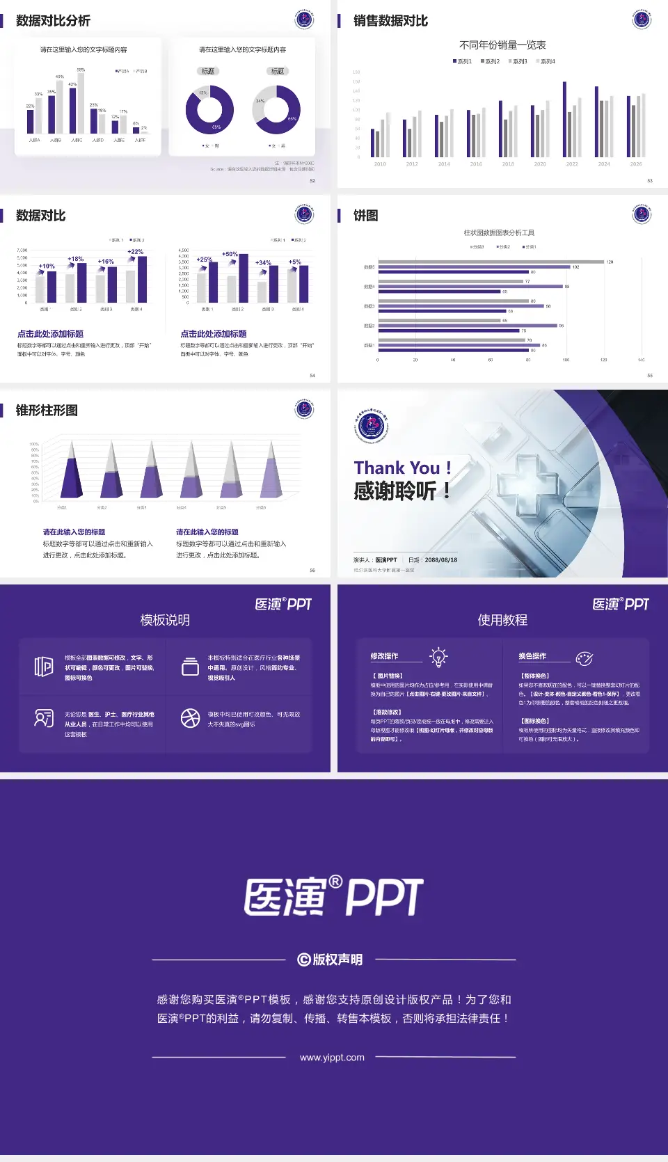 哈尔滨医科大学附属第一医院医疗行业比赛专用PPT模板16:9格式幻灯片预览图7
