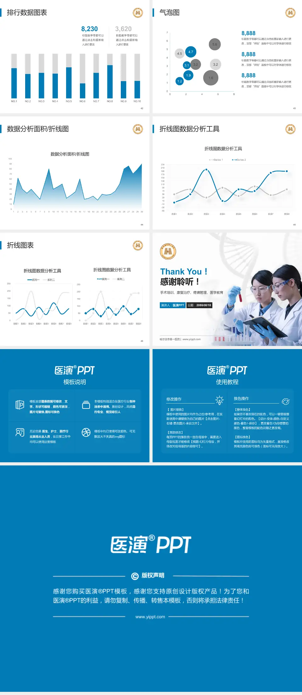 哈尔滨市第一医院科研成果展示PPT模板4:3格式幻灯片预览图6