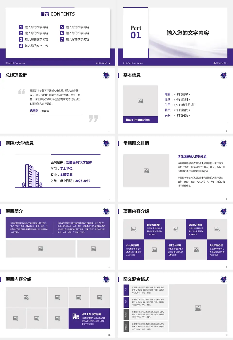 哈尔滨医科大学附属第一医院个人求职应聘简历PPT模板16:9格式幻灯片预览图2