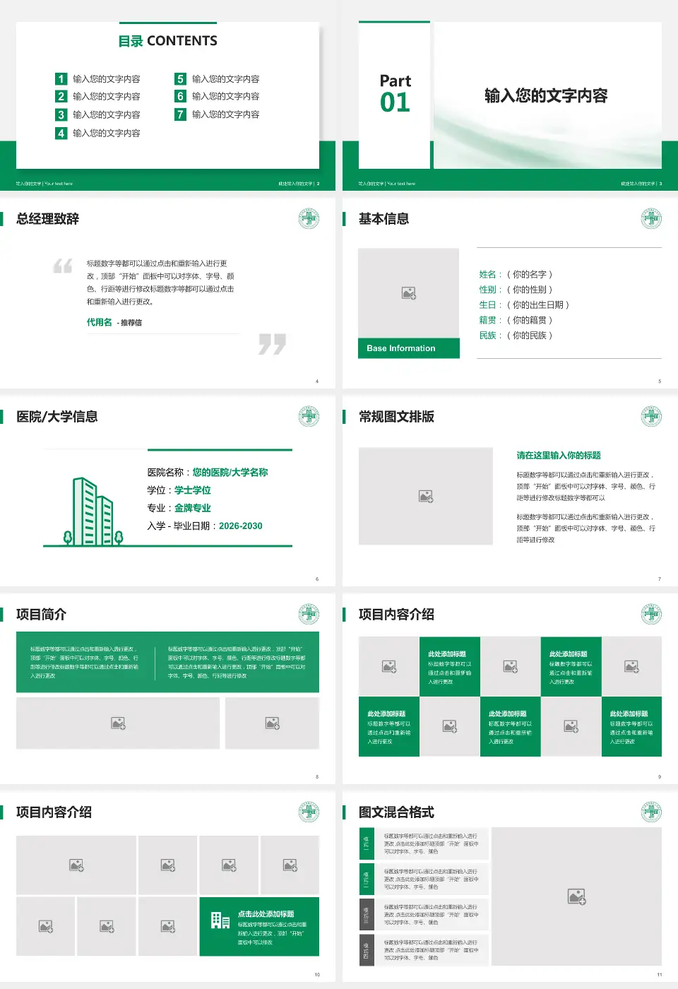 双城市人民医院个人求职应聘简历PPT模板16:9格式幻灯片预览图2