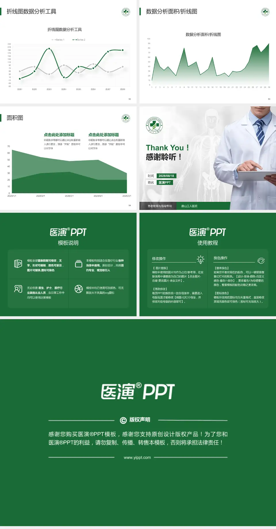 唐山工人医院患者教育与指导PPT模板4:3格式幻灯片预览图7