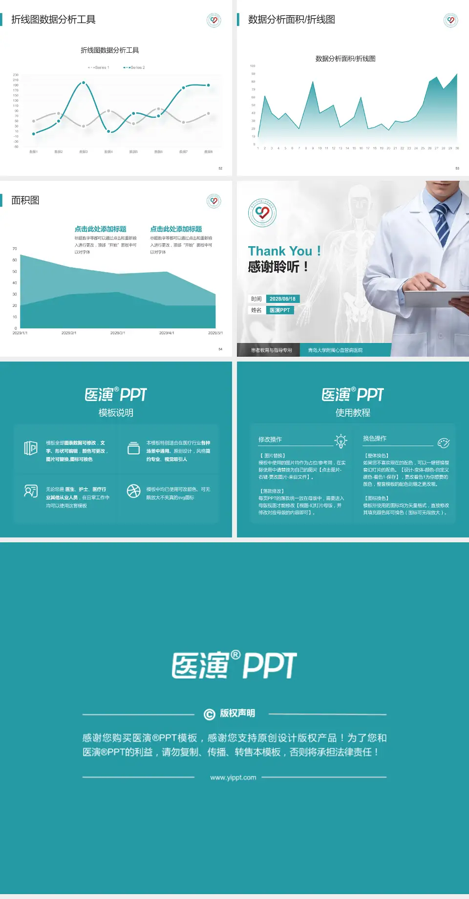 青岛大学附属心血管病医院患者教育与指导PPT模板4:3格式幻灯片预览图7