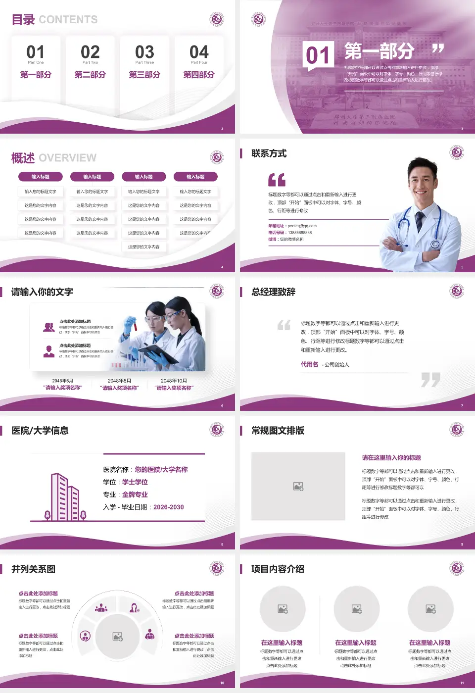 郑州大学第三附属医院东院会议与研讨会PPT模板16:9格式幻灯片预览图2