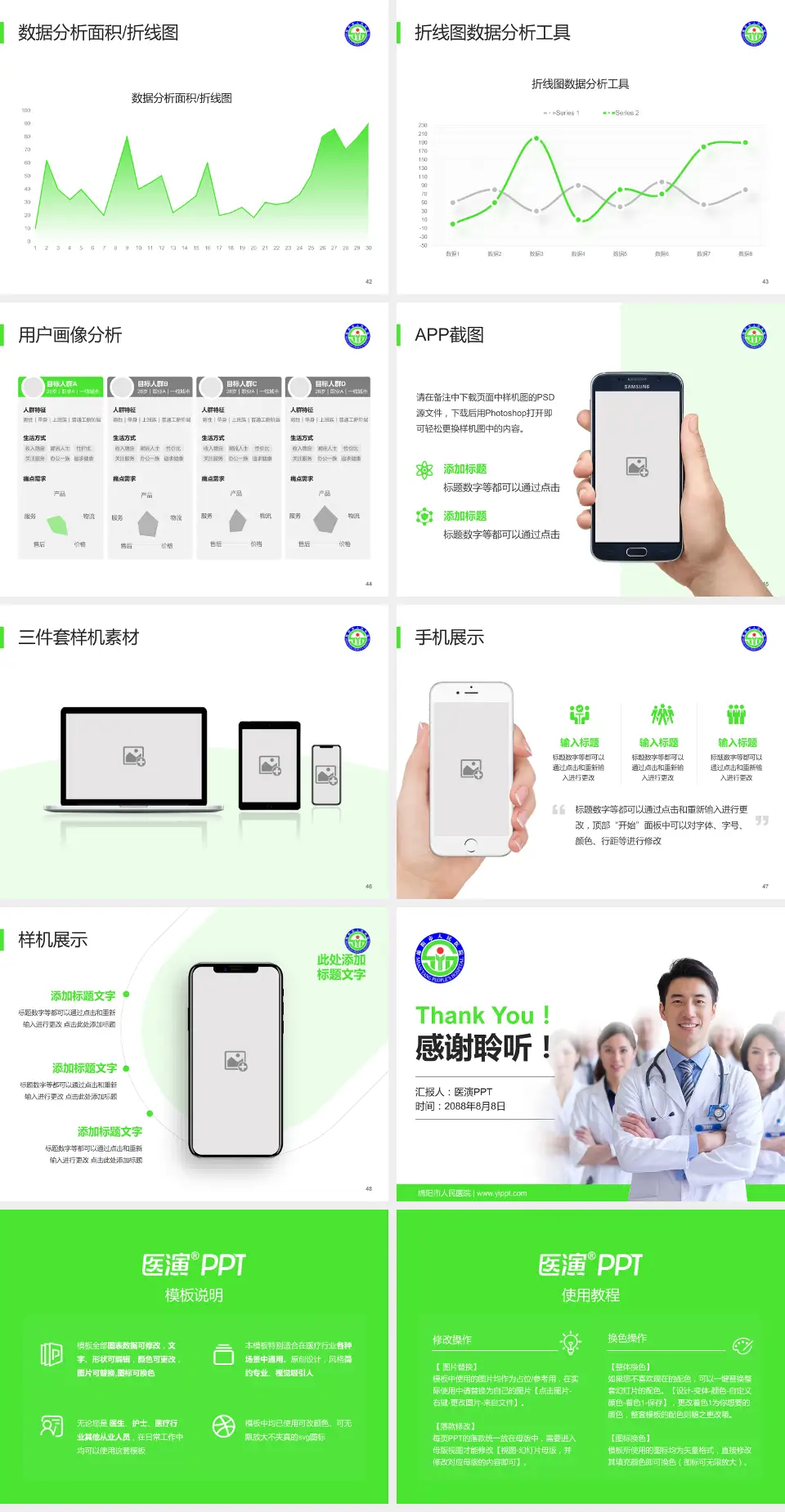 绵阳市人民医院科室介绍与推广PPT模板4:3格式幻灯片预览图6