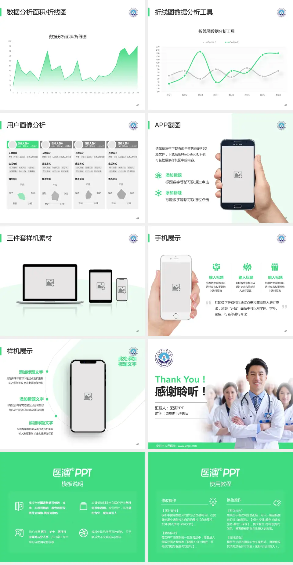 安阳市人民医院科室介绍与推广PPT模板4:3格式幻灯片预览图6