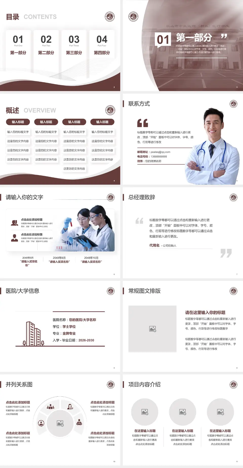 乐山市中医医院会议与研讨会PPT模板4:3格式幻灯片预览图2