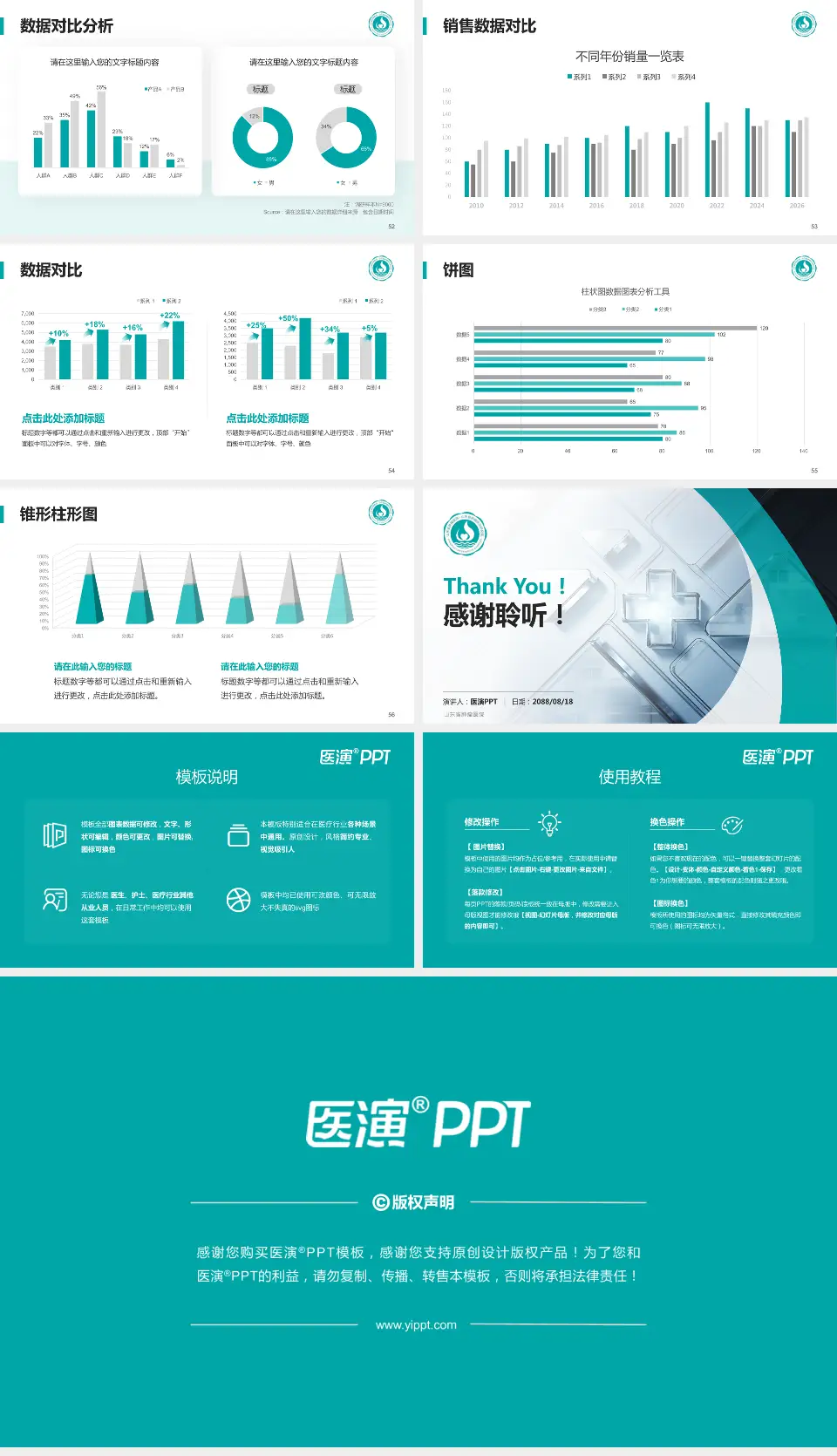 山东省肿瘤医院医疗行业比赛专用PPT模板16:9格式幻灯片预览图7