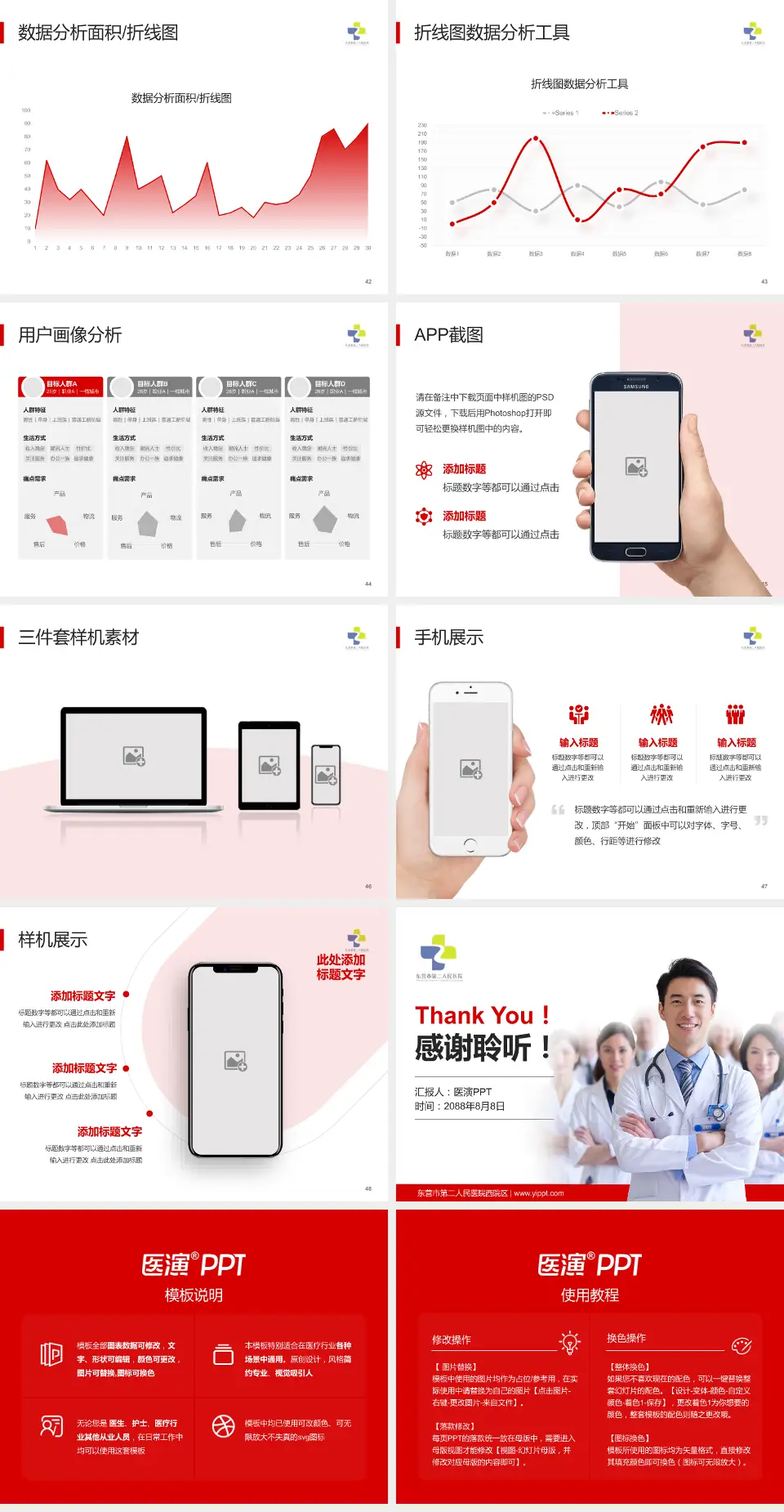 东营市第二人民医院西院区科室介绍与推广PPT模板4:3格式幻灯片预览图6