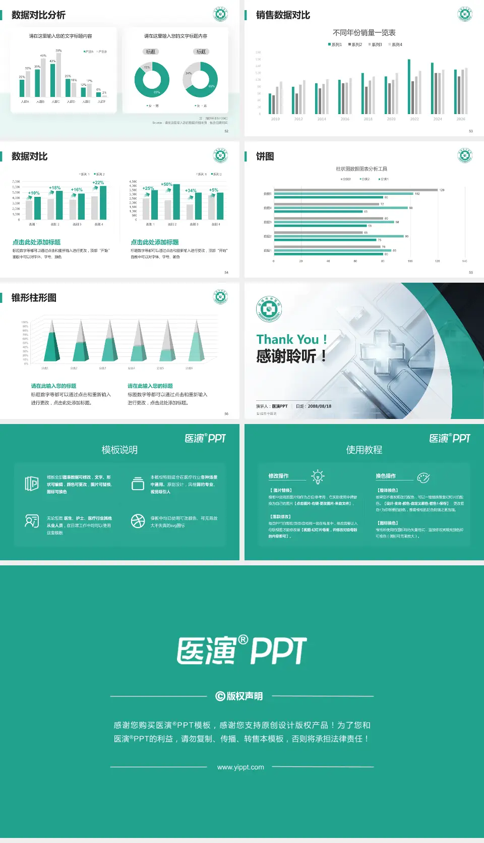 盐城市中医院医疗行业比赛专用PPT模板16:9格式幻灯片预览图7
