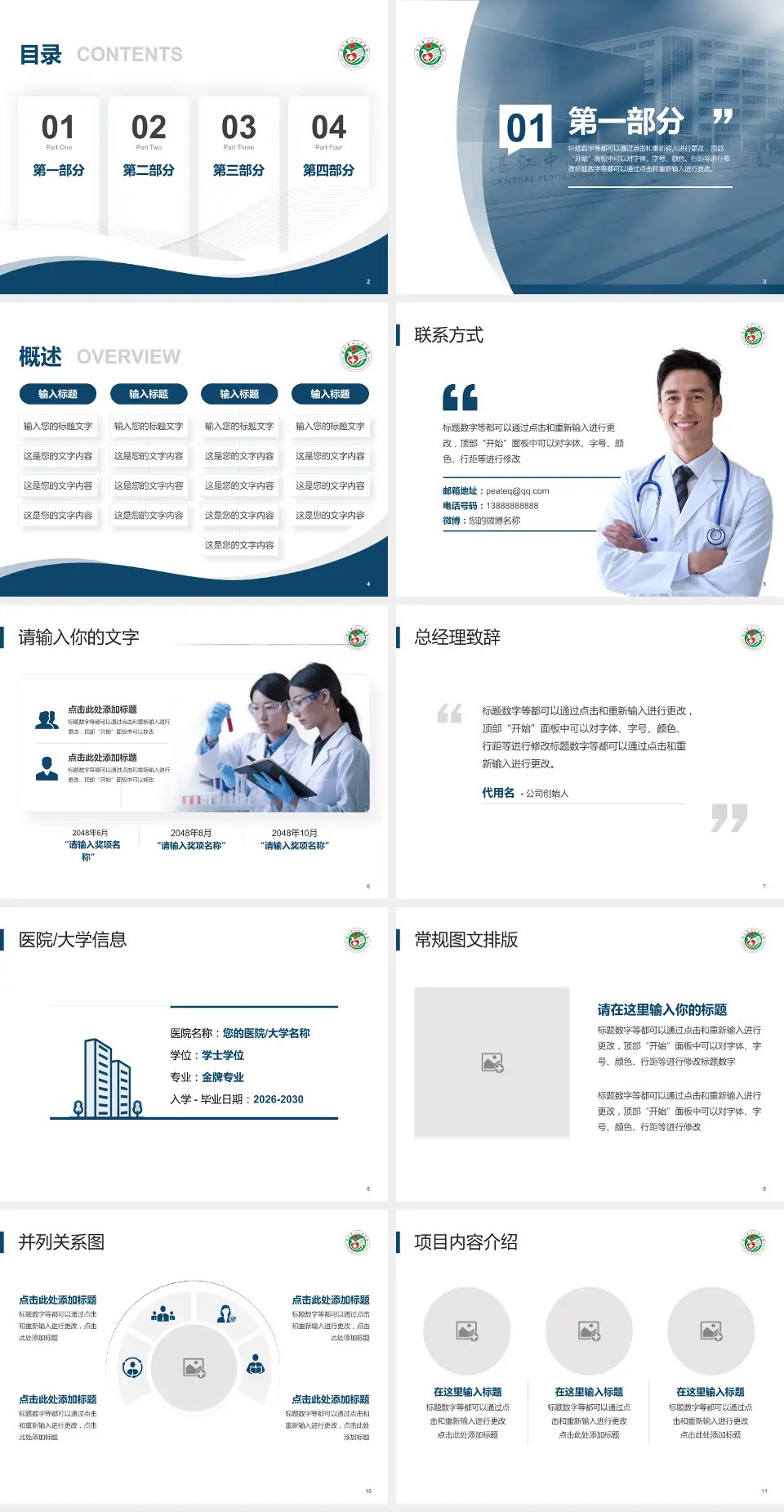 湛江市中心人民医院会议与研讨会PPT模板4:3格式幻灯片预览图2