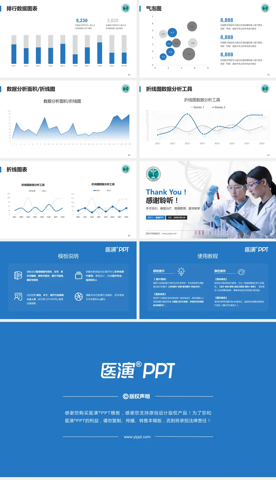 重庆市肿瘤医院科研成果展示PPT模板16:9格式幻灯片预览图6