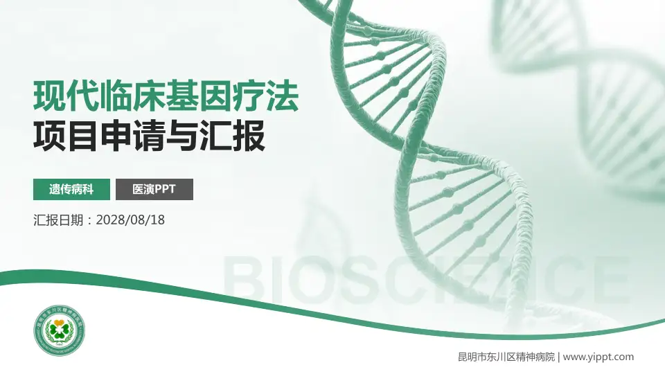 昆明市东川区精神病院项目申请与汇报PPT模板16:9格式PPT封面效果预览图