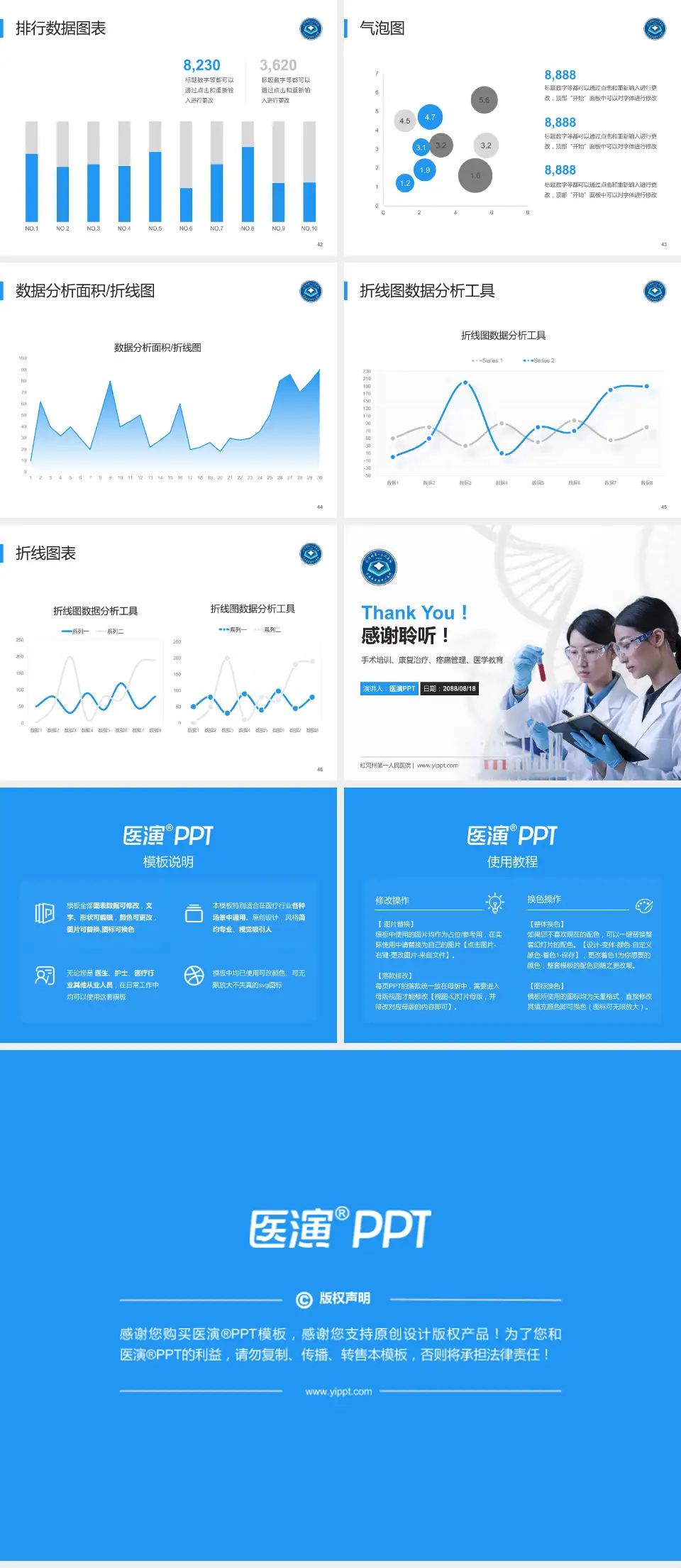 红河州第一人民医院科研成果展示PPT模板4:3格式幻灯片预览图6