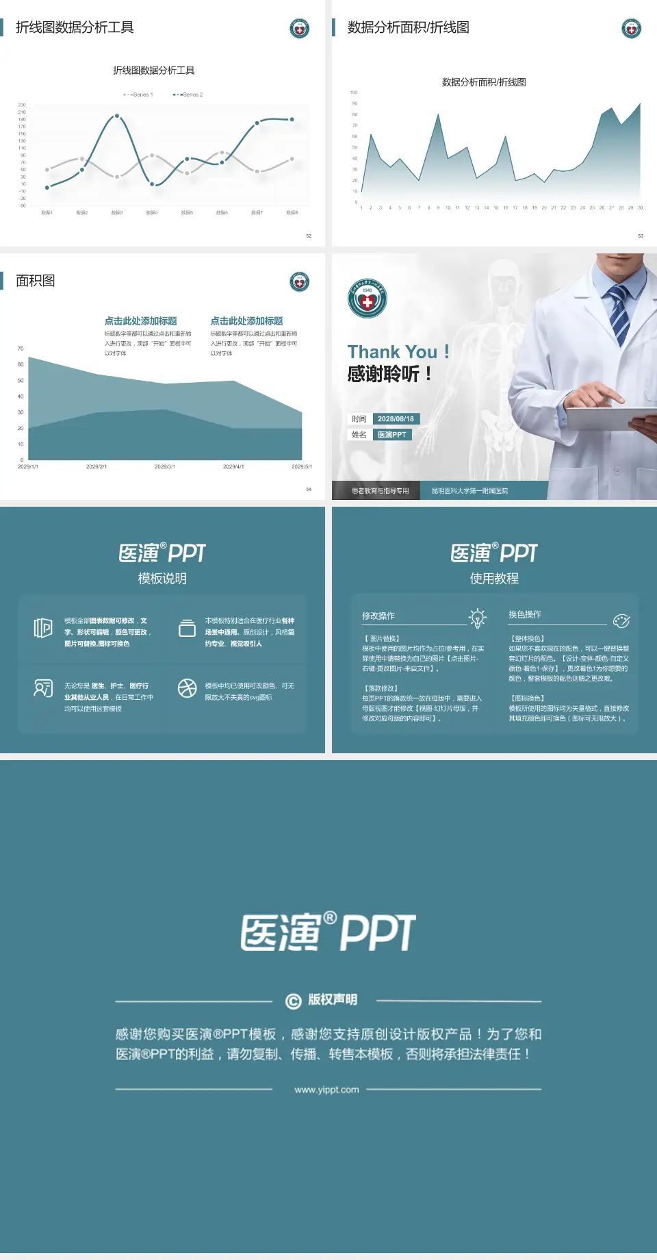 昆明医科大学第一附属医院患者教育与指导PPT模板4:3格式幻灯片预览图7