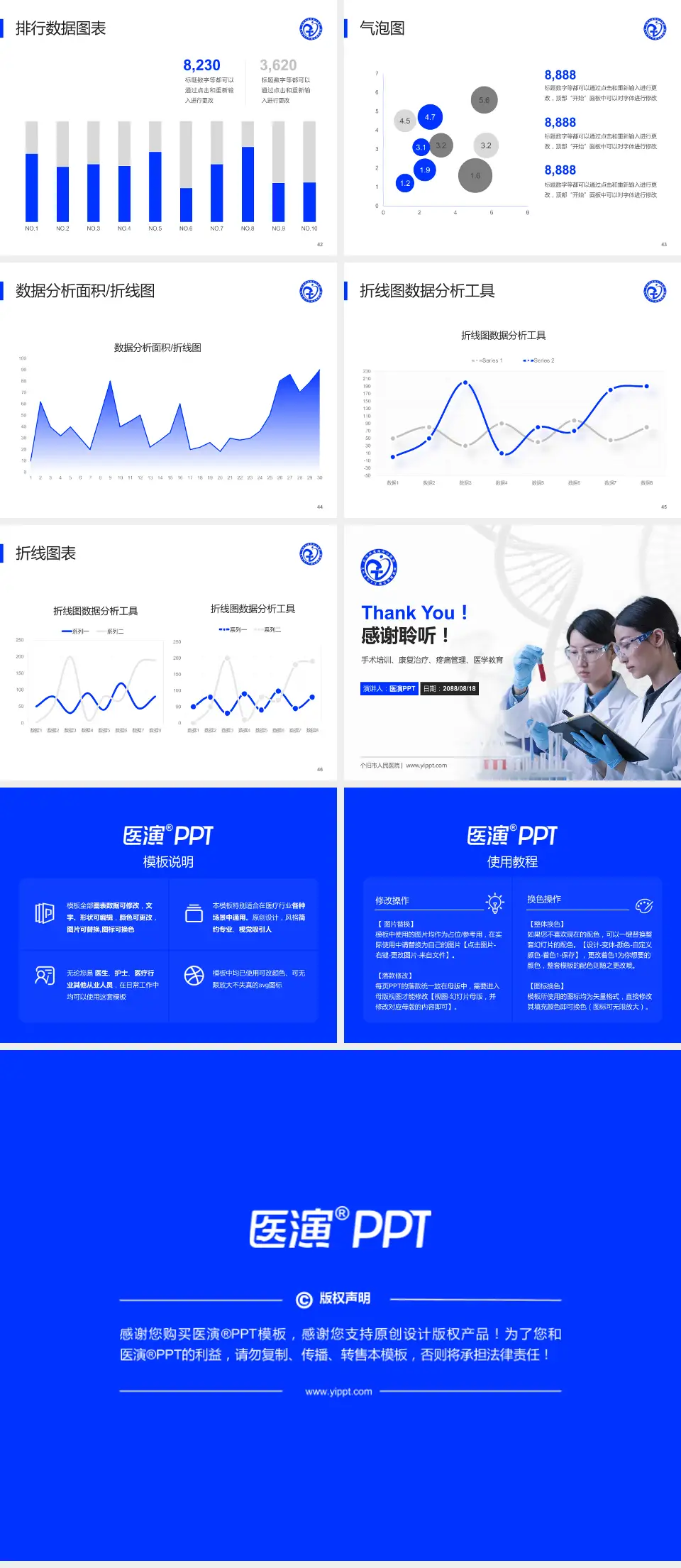 个旧市人民医院科研成果展示PPT模板4:3格式幻灯片预览图6