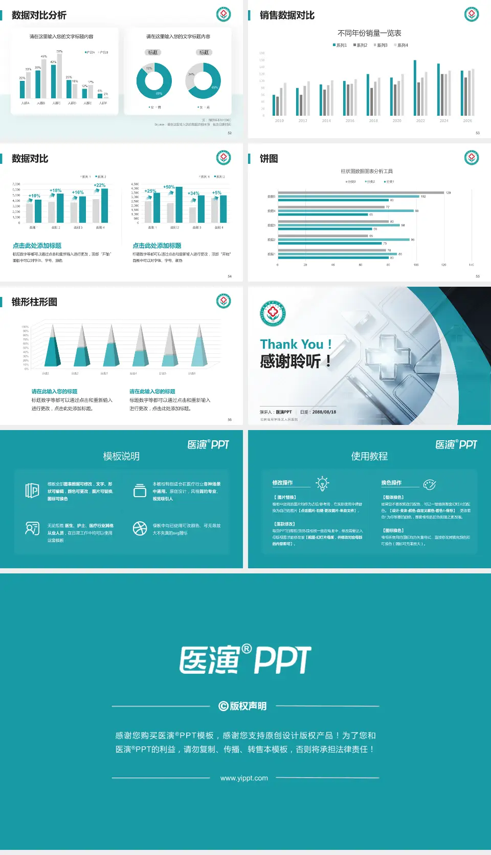 云南省思茅地区人民医院医疗行业比赛专用PPT模板16:9格式幻灯片预览图7
