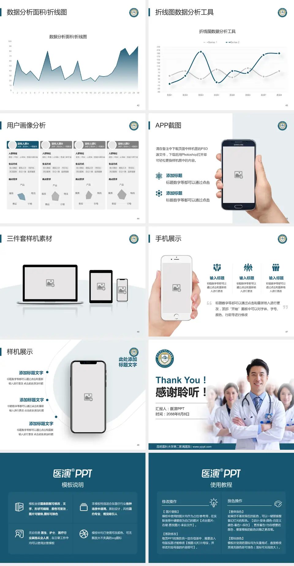 昆明医科大学第二附属医院科室介绍与推广PPT模板4:3格式幻灯片预览图6