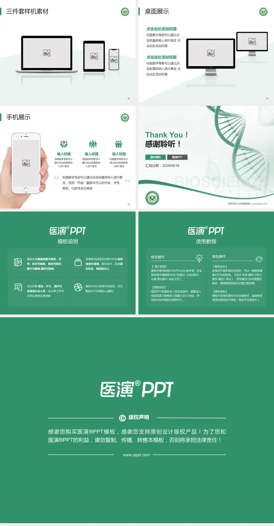 昆明市东川区精神病院项目申请与汇报PPT模板4:3格式幻灯片预览图6