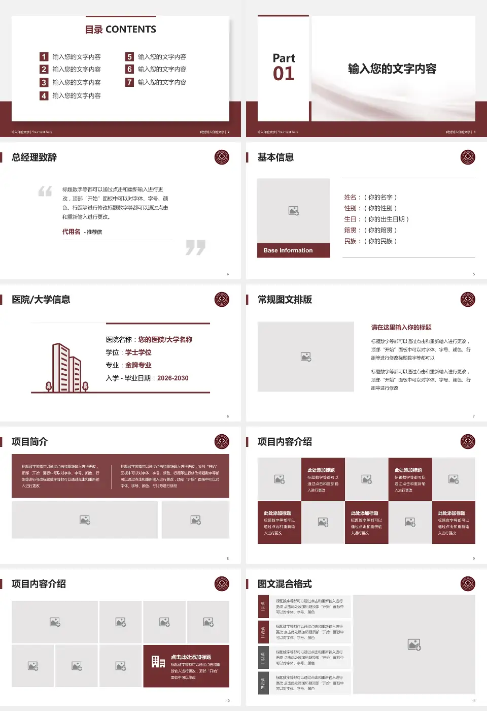 云南中西结合医院个人求职应聘简历PPT模板16:9格式幻灯片预览图2