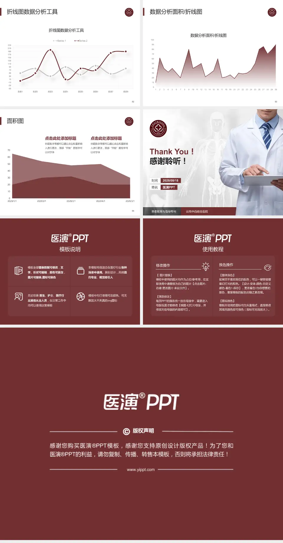 云南中西结合医院患者教育与指导PPT模板4:3格式幻灯片预览图7