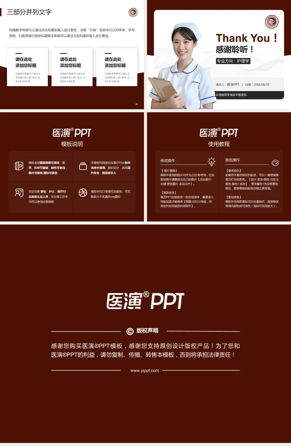 云南省思茅地区中医医院护理专业职业生涯规划PPT模板4:3格式幻灯片预览图6